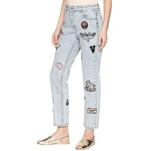 Volcom Women’s Georgia May Jagger Boyfriend Patches Acid Wash Jeans Size 28